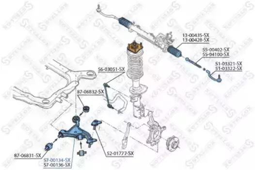 Рычаг подвески STELLOX 57-00134-SX слева нижний Volvo S60/V70 all 00>