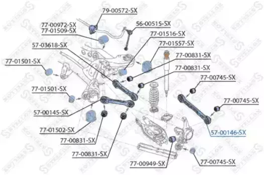 Рычаг подвески STELLOX 57-00146-SX задний верхний BMW E81/E87 04>/E90/E91 05>
