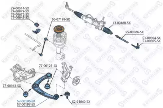 Рычаг подвески STELLOX 57-00196-SX слева нижний Peugeot 308, Citroen C4 1.4i-2.0i/1.6HDi/2.0HDi 08>