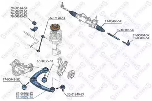 Рычаг подвески STELLOX 57-00197-SX справа передний нижний Peugeot 308