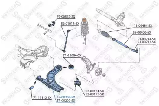 Рычаг подвески STELLOX 57-00208-SX слева VW Polo 09>