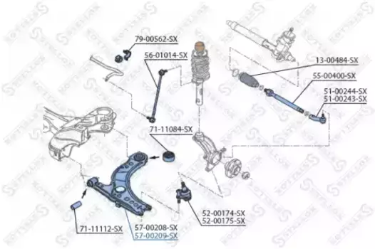 Рычаг подвески STELLOX 57-00209-SX справа VW Polo 09>