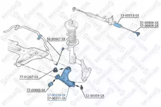 Рычаг подвески STELLOX 57-00210-SX слева Fiat Doblo 10>