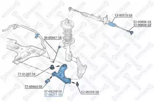 Рычаг подвески STELLOX 57-00211-SX справа Fiat Doblo 10>