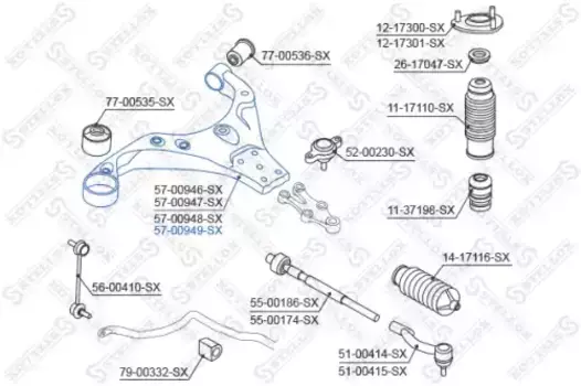 Рычаг подвески STELLOX 57-00949-SX справа передний нижний KIA Ceed 1.4-2.0 06>