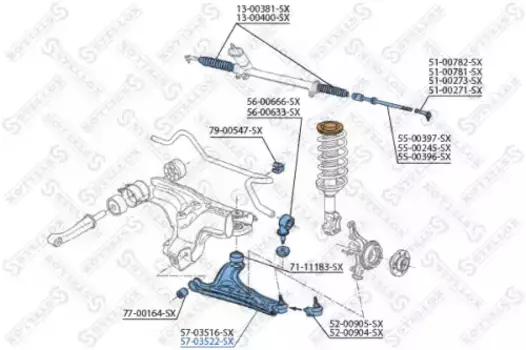 Рычаг подвески STELLOX 57-03522-SX VW Lupo 98>/Polo 00-02