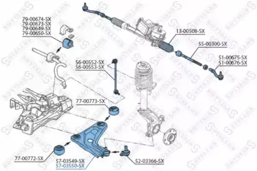 Рычаг подвески STELLOX 57-03550-SX справа Peugeot 207 all 06>