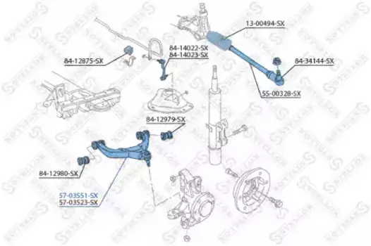 Рычаг подвески STELLOX 57-03551-SX слева VW Crafter 30-35 2.5TDi 06>