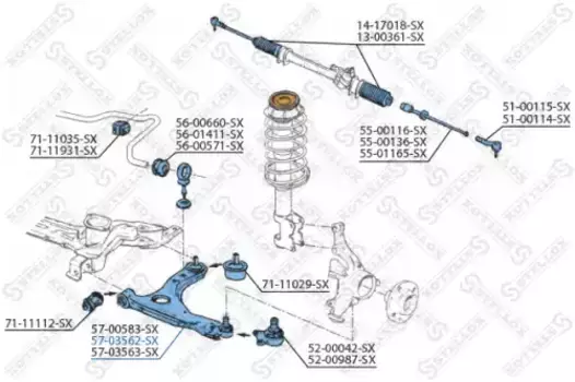 Рычаг подвески STELLOX 57-03562-SX слева нижний Seat Toledo, VW Golf/Vento 2.0 16V 91-99