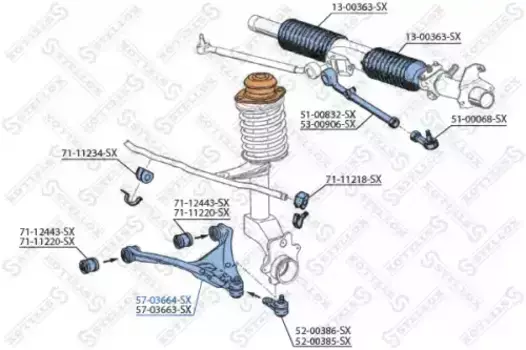 Рычаг подвески STELLOX 57-03664-SX слева Audi 80 all 91-96