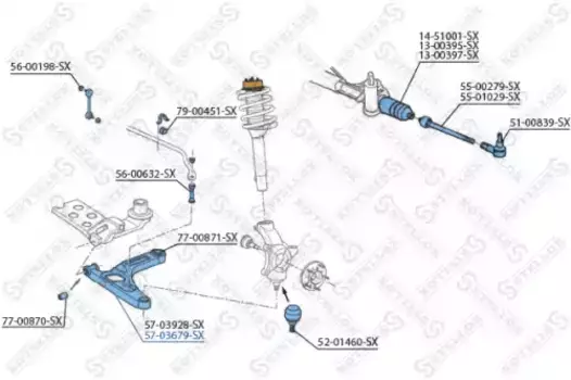 Рычаг подвески STELLOX 57-03679-SX справа нижний Ford Transit all 00>