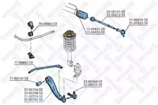 Рычаг подвески STELLOX 57-03759-SX спереди справа Opel Tigra/Corsa