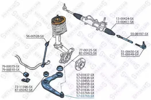 Рычаг подвески STELLOX 57-03765-SX справа Peugeot 206 1.1-2.0D 98>