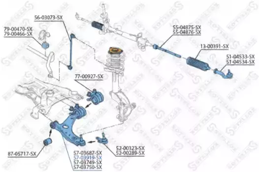Рычаг подвески STELLOX 57-03919-SX справа Ford Focus/Focus C-max 1.6-2.0/1.6TDCi-2.0TDCi 03>