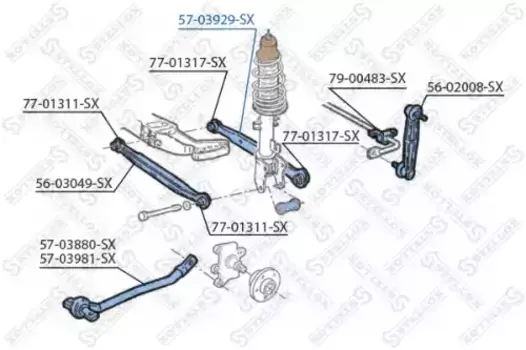 Рычаг подвески STELLOX 57-03929-SX сзади задняя ось Alfa Romeo 147 01>/156 all 97>