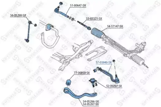 Рычаг подвески STELLOX 57-03940-SX передний нижний Land Rover Range Rover 4.2-4.4/3.0TD-3.6TD 02>
