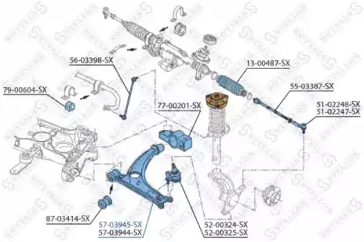 Рычаг подвески STELLOX 57-03945-SX слева VW Tiguan 1,4/2,0 TSI/2,0 TDI 07>