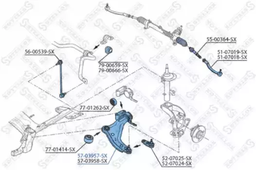 Рычаг подвески STELLOX 57-03957-SX слева нижний Mini R55/R56/R57 all 07>