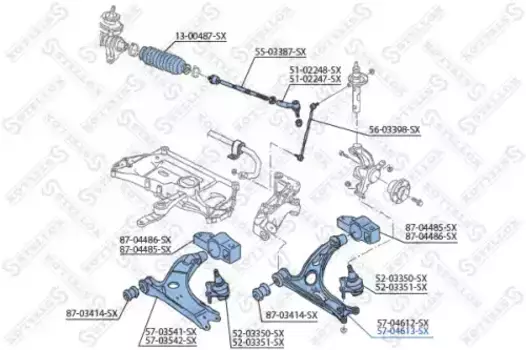 Рычаг подвески STELLOX 57-04613-SX справа Audi A3, VW Golf all 03>
