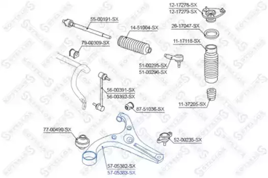 Рычаг подвески STELLOX 57-05383-SX справа Hyundai Accent 05>