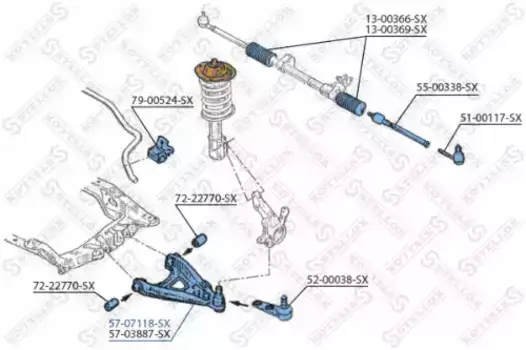 Рычаг подвески STELLOX 57-07118-SX слева Renault Megane 1.2-1.9D 89>