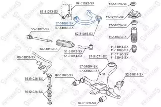 Рычаг подвески STELLOX 57-51062-SX слева верхний