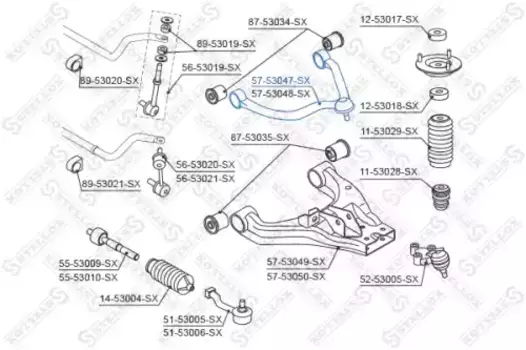 Рычаг подвески STELLOX 57-53047-SX слева верхний