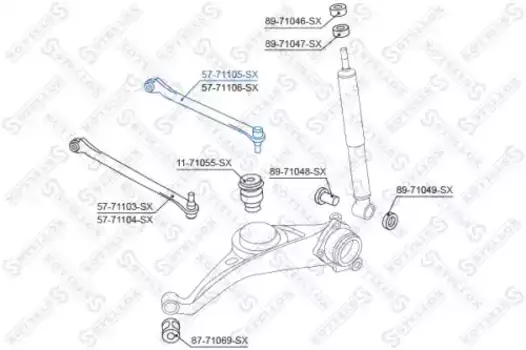 Рычаг подвески STELLOX 57-71105-SX слева задняя ось верхний Mazda Tribute all 01>