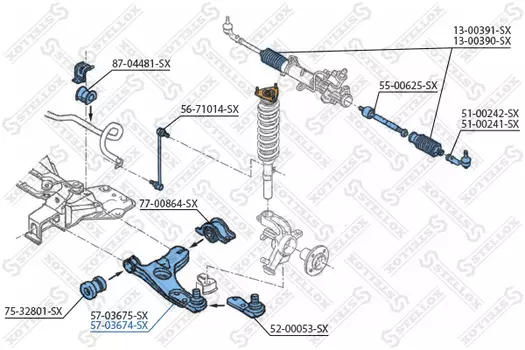 Рычаг подвески STELLOX 57-03674-SX справа Ford Focus 98>