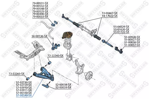 Рычаг подвески STELLOX 57-00149-SX справа Renault Megan all 97>