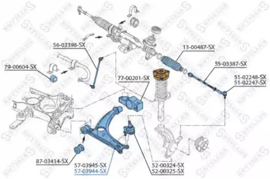 Рычаг подвески STELLOX 57-03944-SX справа VW Tiguan 1,4/2,0 TSI/2,0 TDI 07>