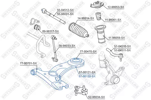 Рычаг подвески STELLOX 57-00120-SX справа Toyota RAV 4 II/III all 00>