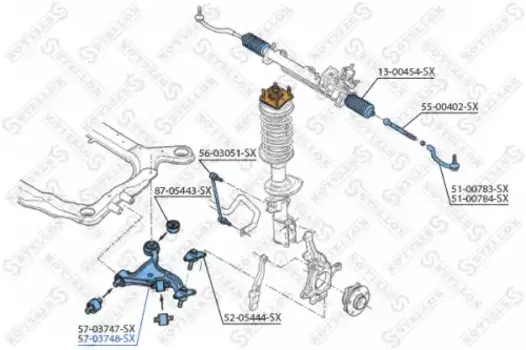 Рычаг подвески STELLOX 57-03748-SX справа Volvo XC90 all 03-08
