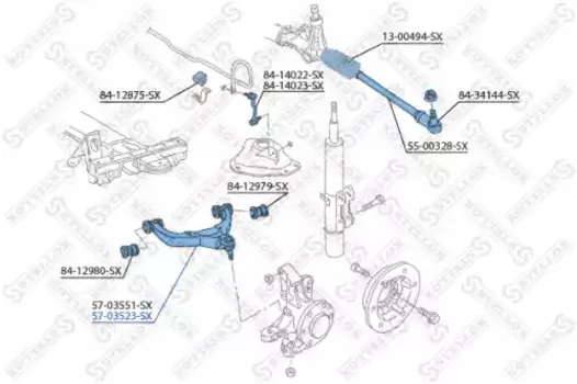 Рычаг подвески STELLOX 57-03523-SX справа VW Crafter 30-35 2.5TDi 06>