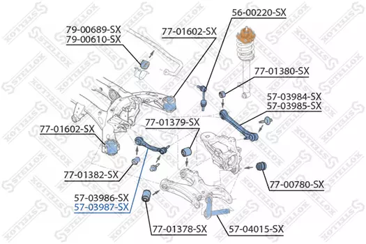 Рычаг подвески STELLOX 57-03987-SX справа задняя ось верхний BMW E70/E71/E72 3.0SI-5.0i/3.0d/3.5d 07>