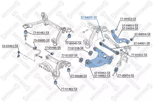 Рычаг подвески STELLOX 57-04001-SX задняя ось Audi A4/Avant all 01>
