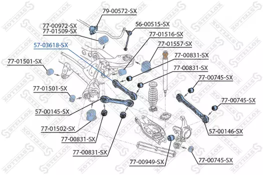 Рычаг подвески STELLOX 57-03618-SX задняя ось BMW E87 all 04>/E90 all 05>