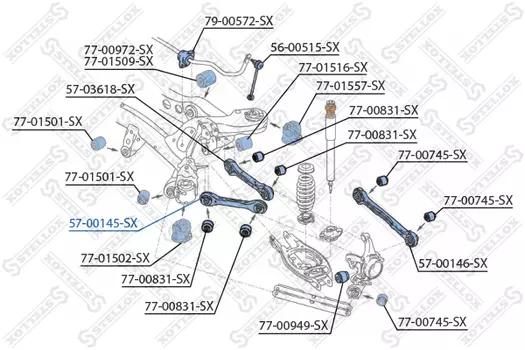 Рычаг подвески STELLOX 57-00145-SX задняя ось BMW E87/E90/E91 all 04>