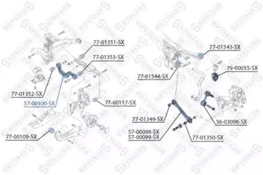 Рычаг подвески STELLOX 57-00100-SX задний верхний Audi A3, VW Golf V/Passat B6/Touran 03>
