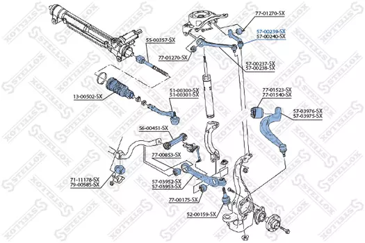 Рычаг подвески STELLOX 57-00239-SX слева задний верхний Audi A4 1.8-2.0TFSi/2.0-3.0TDi 07>