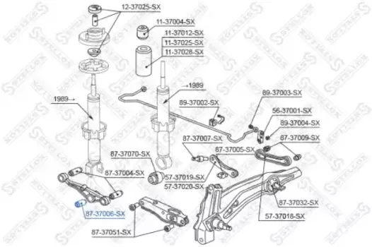 сайлентблок амортизатора!\Honda Civic all 87-91/1.6Vtec 91-95/1.4-1.6 <01 87-37006-SX STELLOX