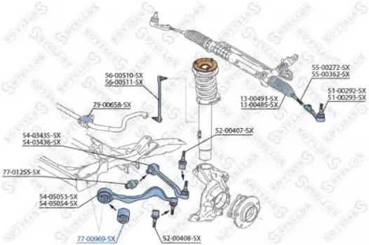 сайлентблок пер. рычага!\ BMW E81/E87/E91/E90 all 04> 77-00969-SX STELLOX