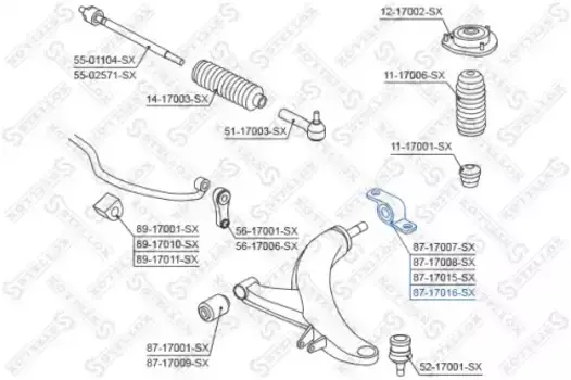 сайлентблок пер. рычага зад. л.!\ Subaru Legacy B12 99-03 87-17016-SX STELLOX