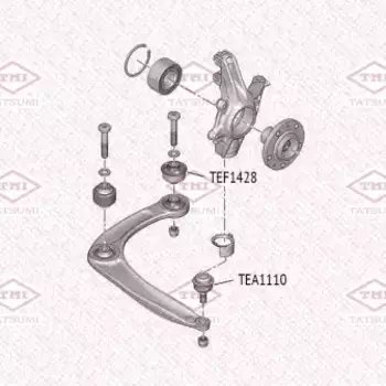 сайлентблок! пер. рычага зад.\ Peugeot 307 1.4-2.0/2.0HDi/Partner 1.6/1.6D 00> TEF1428 TATSUMI