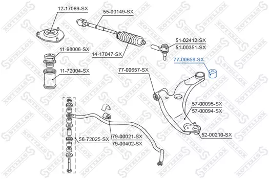 сайлентблок перед.рычага зад.!\ Mitsubishi Lancer 1.6-2.0 03> 77-00658-SX STELLOX