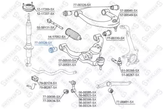 сайлентблок передн. рычага пер.подв.нижн.!\Toyota Land Cruiser 200 07> 77-00329-SX STELLOX