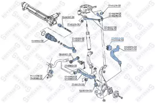 сайлентблок переднего нижнего заднего рычага !\ Audi A4/S4/Allroad/A5/Q5 08> 77-01523-SX STELLOX