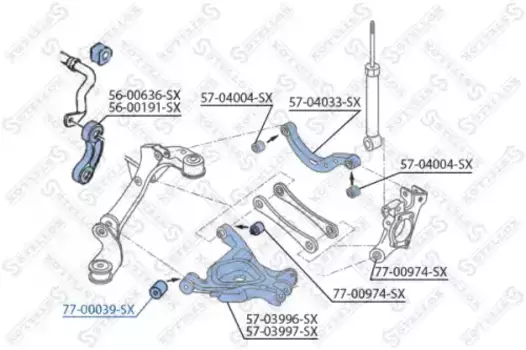 сайлентблок подрамника зад.!\ Audi A6/S6/Avant 04> 77-00039-SX STELLOX