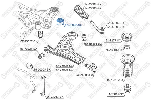 сайлентблок подрамника зад.!\ Daewoo Kalos 02> 87-73023-SX STELLOX