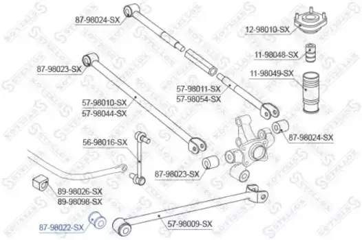 сайлентблок продол. рычага зад. подвески!\ Toyota Avensis 97-03 87-98022-SX STELLOX